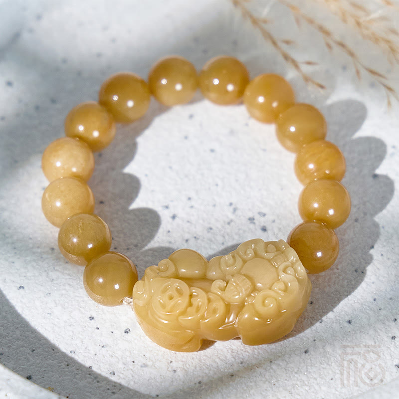 FuAttract Prosperity Flow - Golden Silk Jade Pixiu Bracelet - 13mm - image 7