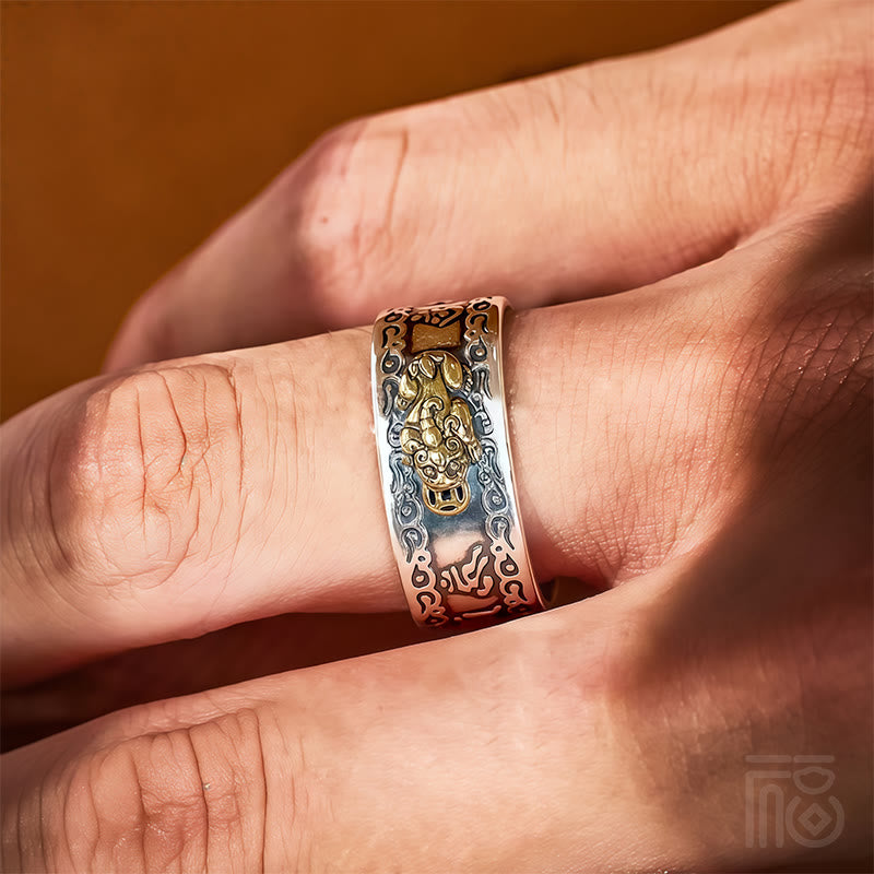 FuAttract Celestial Fortune - Adjustable Silver Pixiu Ring with Sacred Om Mani Mantra - image 7