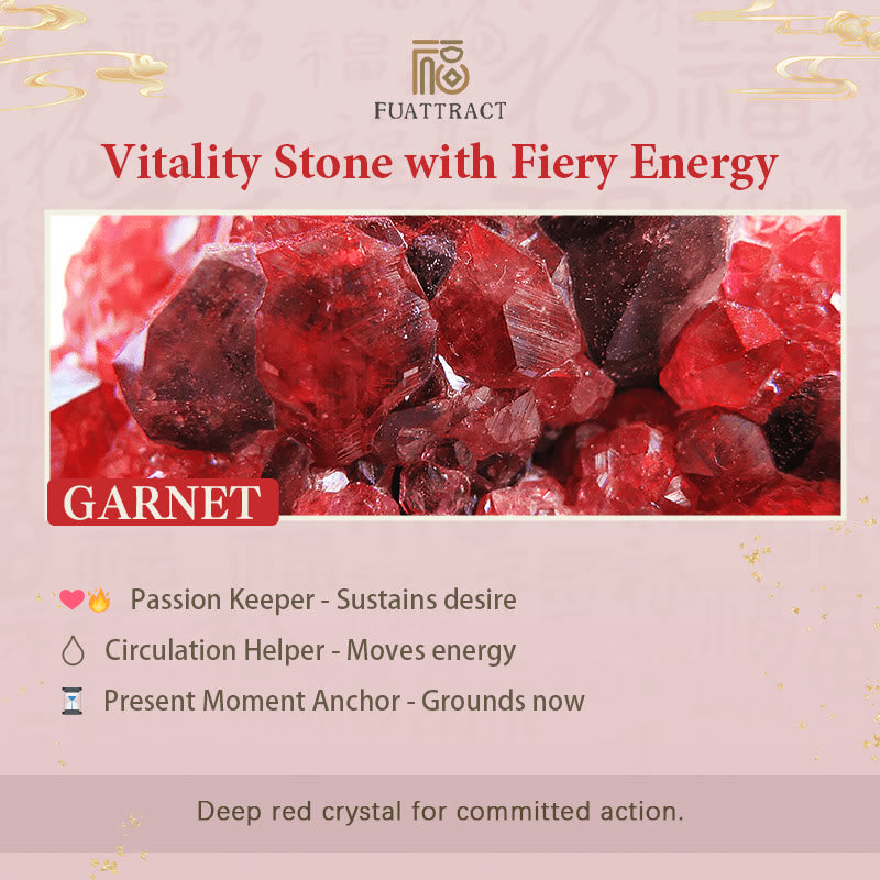 FuAttract Focused Power - Sacred Script Adjustable Silver Garnet Pixiu Ring - image 6