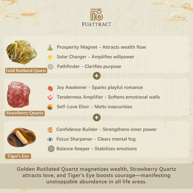 FuAttract Heart & Fortune - Rutilated Quartz & Strawberry Quartz Pixiu Wealth Bracelet - image 7
