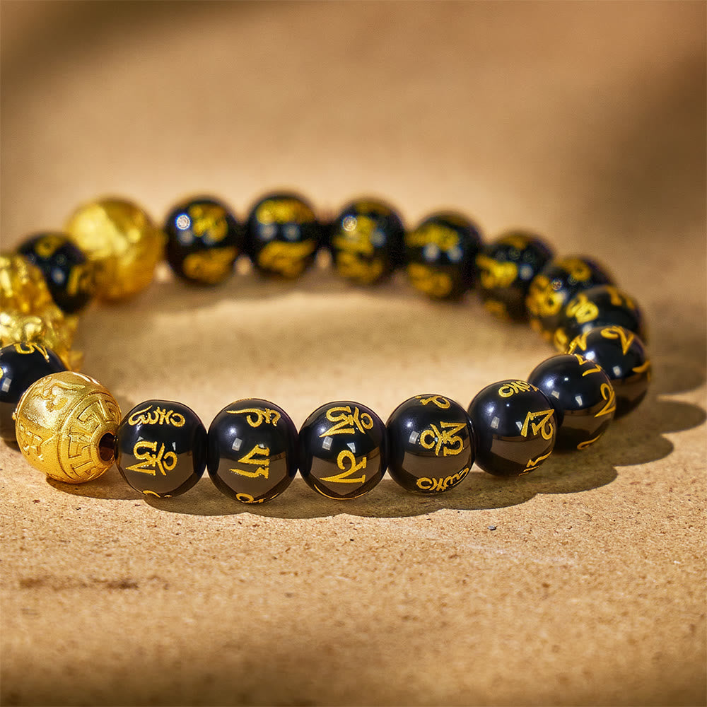 FuAttract Abundance & Protection – Black Onyx Om Mani Padme Hum Beads Pixiu Bracelet - image 6