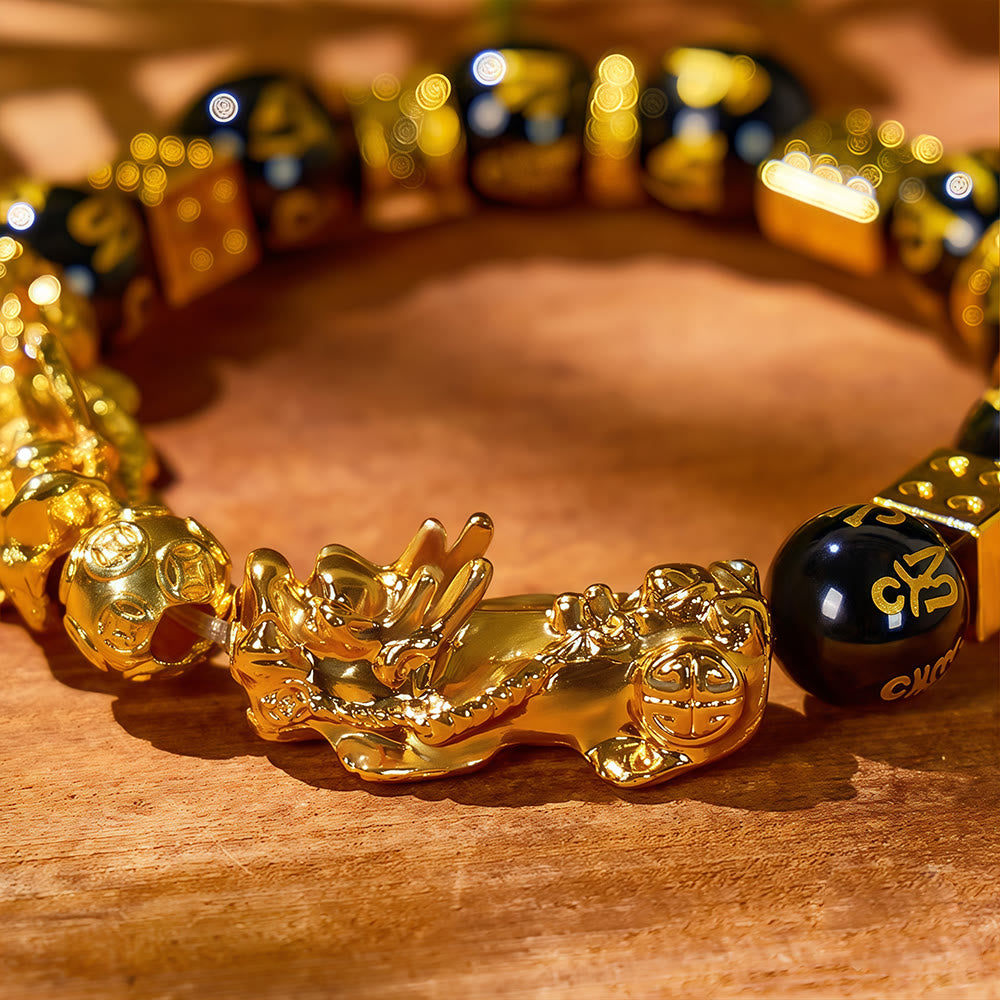 FuAttract Calm & Protection - Black Onyx Six-Word Mantra Beads Pixiu Bracelet - image 4