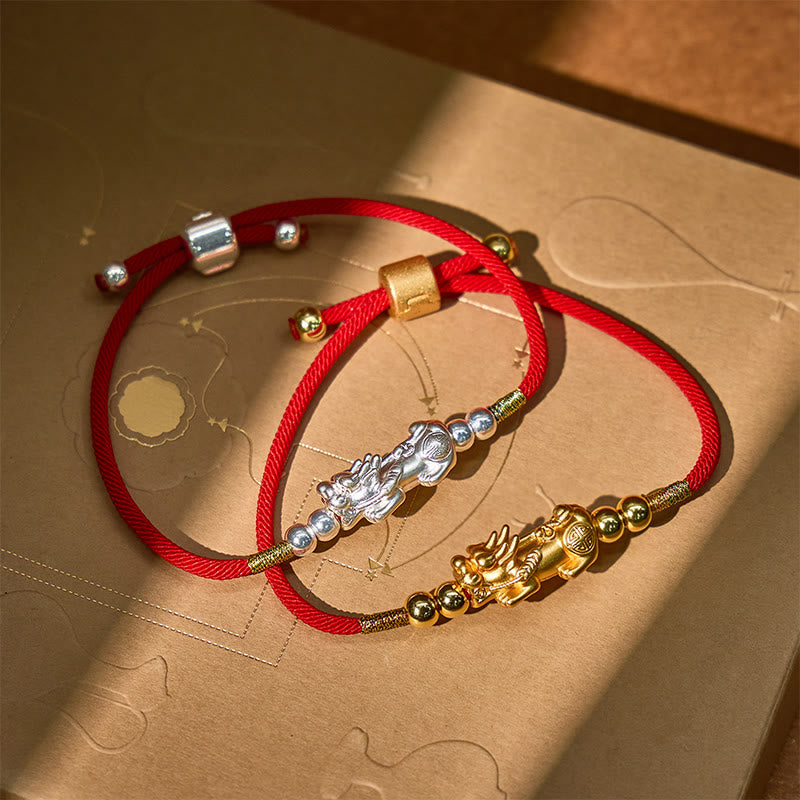 FuAttract Destiny Braider - Silver Pixiu Adjustable Handwoven Red String Bracelet - image 6