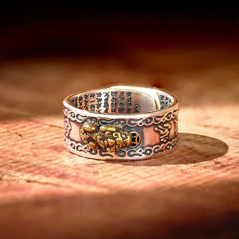 FuAttract Celestial Fortune - Adjustable Silver Pixiu Ring with Sacred Om Mani Mantra - image 9