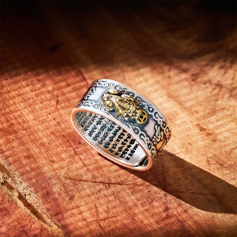 FuAttract Celestial Fortune - Adjustable Silver Pixiu Ring with Sacred Om Mani Mantra - Comfort Fit - image 6