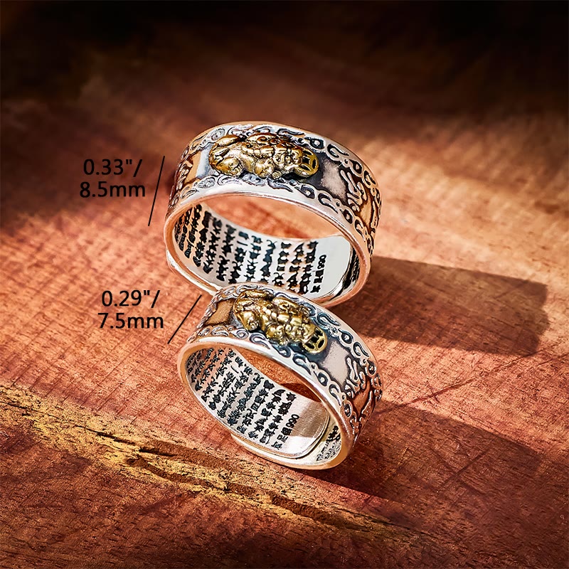 FuAttract Celestial Fortune - Adjustable Silver Pixiu Ring with Sacred Om Mani Mantra - image 2