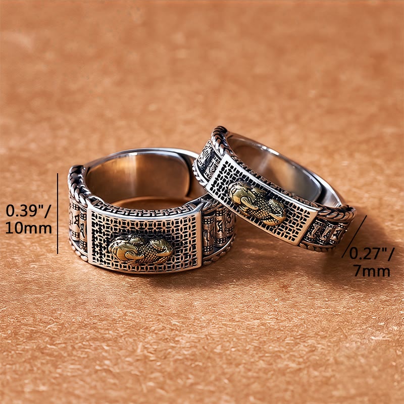 FuAttract Abundance Generator - Adjustable Silver Pixiu Om Mani Mantra Ring - image 8