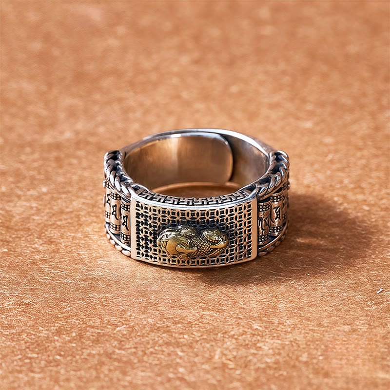 FuAttract Abundance Generator - Adjustable Silver Pixiu Om Mani Mantra Ring - image 11
