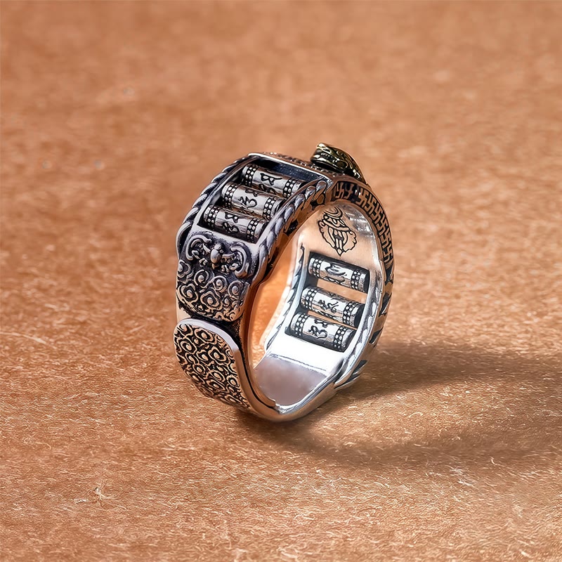 FuAttract Abundance Generator - Adjustable Silver Pixiu Om Mani Mantra Ring - image 10