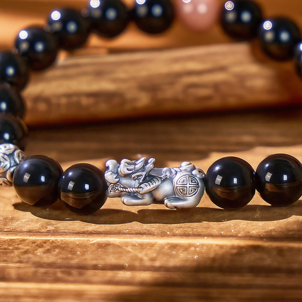 FuAttract Fortune Armament - Silver Pixiu Black Obsidian Power Bracelet - image 3