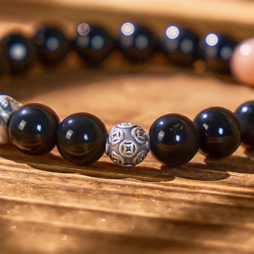 FuAttract Fortune Armament - Silver Pixiu Black Obsidian Power Bracelet - image 4