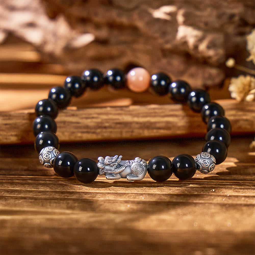 FuAttract Fortune Armament - Silver Pixiu Black Obsidian Power Bracelet - image 2