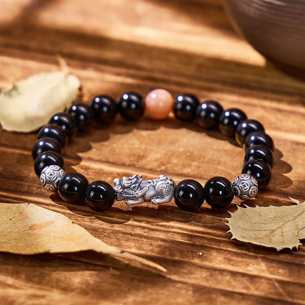 FuAttract Fortune Armament - Silver Pixiu Black Obsidian Power Bracelet - image 1