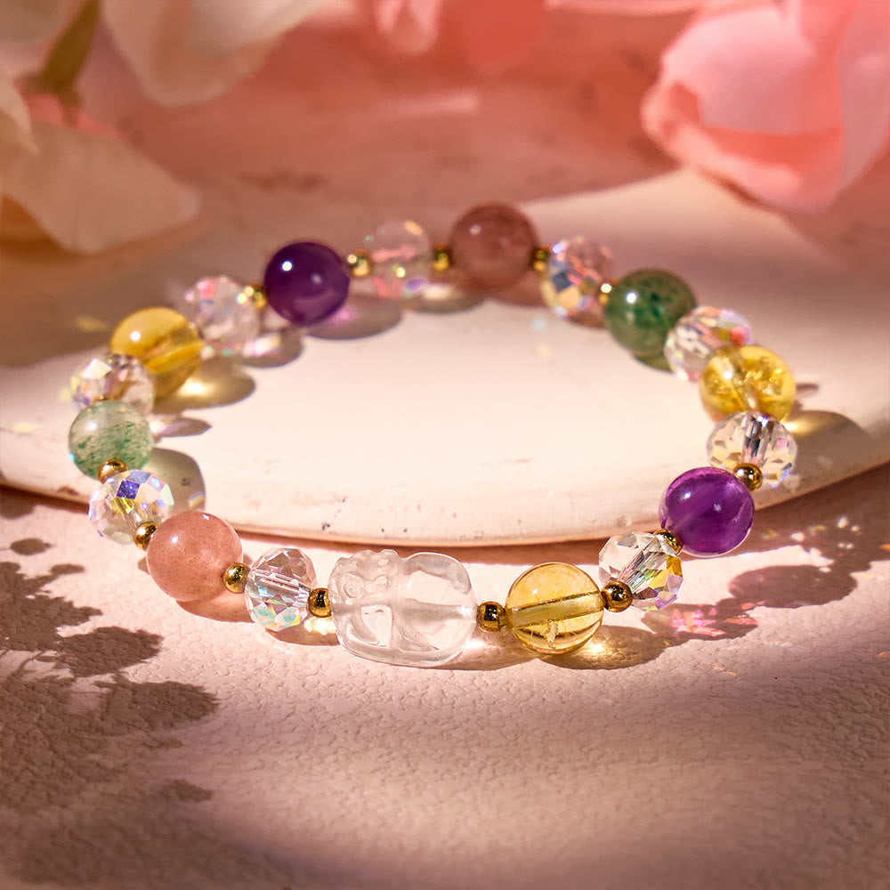 FuAttract Love, Luck & Fortune – Amethyst Strawberry Quartz Citrine Pixiu Bracelet - image 5