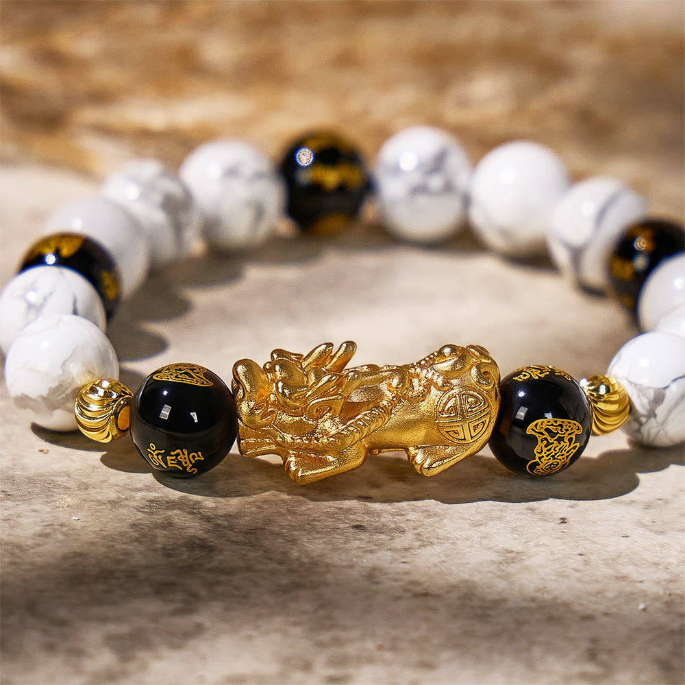 FuAttract Boho Energy Shield - Natural White Turquoise Beads Pixiu Bracelet - image 2