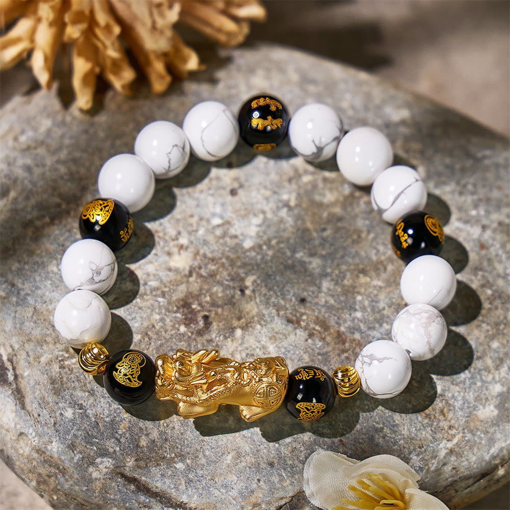 FuAttract Boho Energy Shield - Natural White Turquoise Beads Pixiu Bracelet - image 1