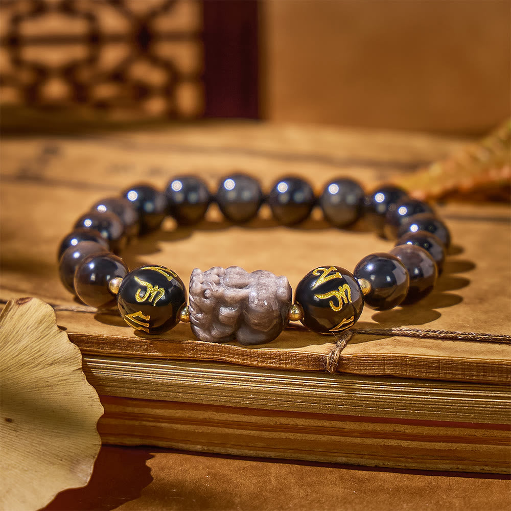 FuAttract Focused Fortune - Silver Obsidian Wealth Protection Bracelet - Silver Sheen Obsidian - image 0