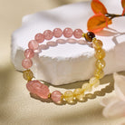 FuAttract Heart & Fortune - Rutilated Quartz  & Strawberry Quartz Pixiu Wealth Bracelet - image 1