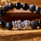 FuAttract Wealth Alchemist - Handcrafted 999 Silver & Black Obsidian Bracelet - image 3