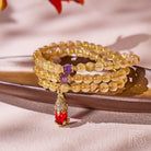 FuAttract Sunfire Trinity – Triple Strand Golden Rutilated Quartz, Amethyst & Garnet Pixiu Bracelet - Gold Rutilated Quartz - image 0