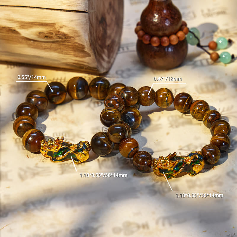 FuAttract Fortune Defender- Handcrafted Tiger's Eye Bracelet with Thermo-Active Pixiu - image 3