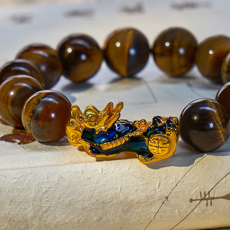 FuAttract Fortune Defender- Handcrafted Tiger's Eye Bracelet with Thermo-Active Pixiu - image 2