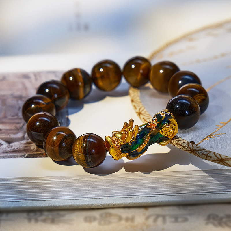FuAttract Fortune Defender- Handcrafted Tiger's Eye Bracelet with Thermo-Active Pixiu - image 9