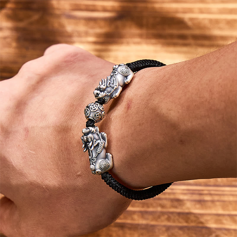 FuAttract Prosperity Pulse - 999 Silver Pixiu Braided Wealth Bracelet - image 4