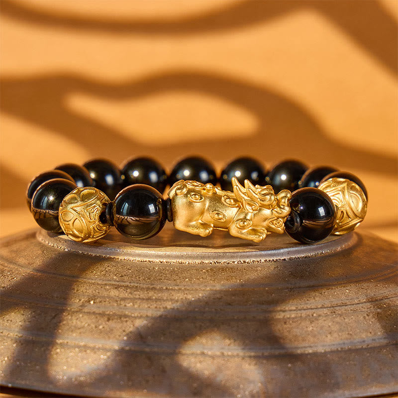 FuAttract Prosperity Lock - Black Obsidian Pixiu Wealth Bracelet - image 3