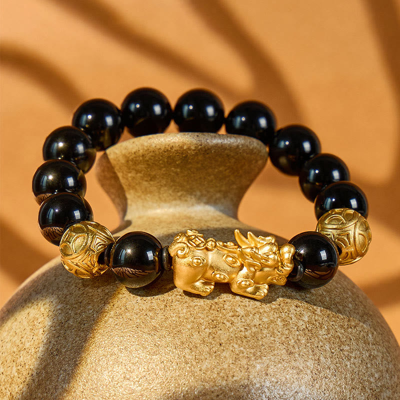FuAttract Prosperity Lock - Black Obsidian Pixiu Wealth Bracelet - 14mm - image 9