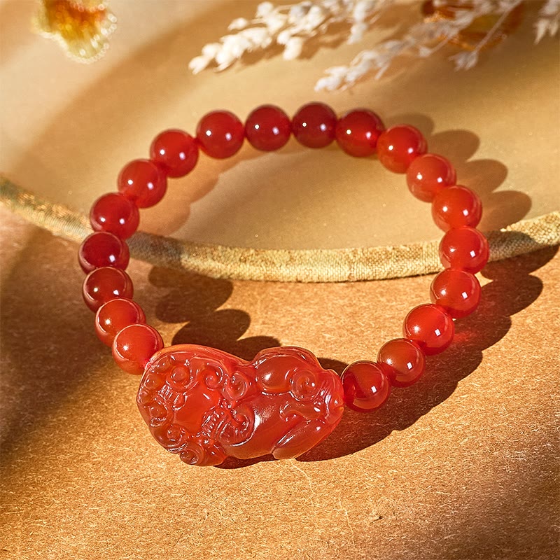 FuAttract Vitality Surge - Natural Red Agate Pixiu Energy Bracelet - 8mm - image 0