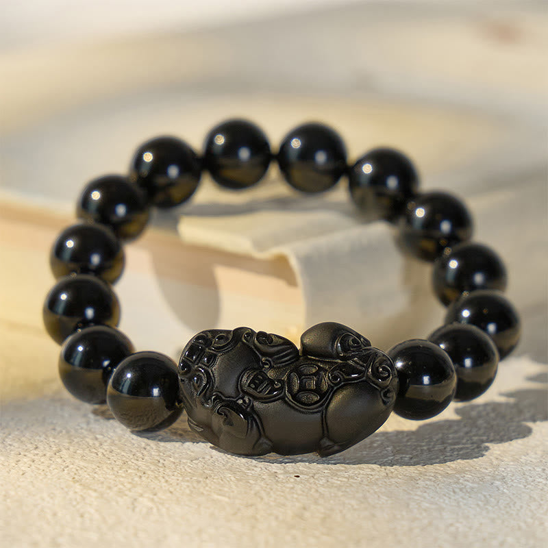 FuAttract Aegis of Shadows - Premium Black Obsidian Pixiu Protection Bracelet - 12mm - image 8