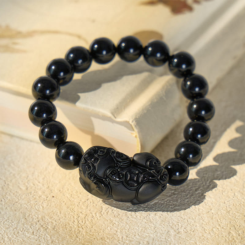 FuAttract Aegis of Shadows - Premium Black Obsidian Pixiu Protection Bracelet - 10mm - image 0