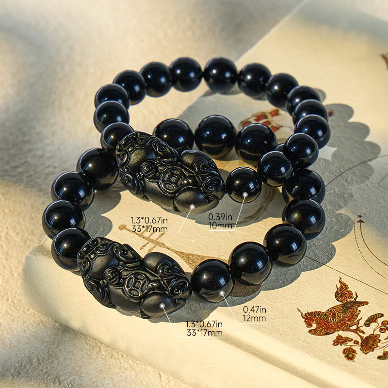 FuAttract Aegis of Shadows - Premium Black Obsidian Pixiu Protection Bracelet - image 4