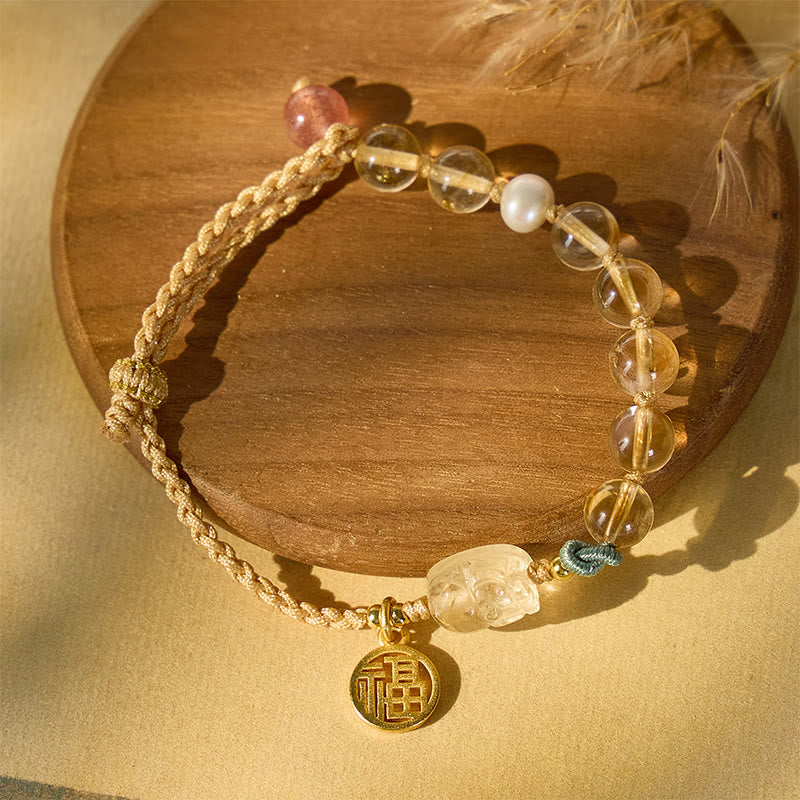 FuAttract Everyday Blessing- Citrine Pixiu Beaded Bracelet with Fu Charm - image 1