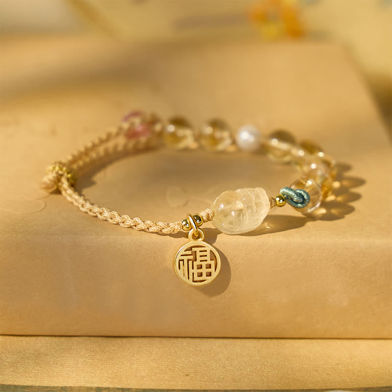 FuAttract Everyday Blessing- Citrine Pixiu Beaded Bracelet with Fu Charm - image 2