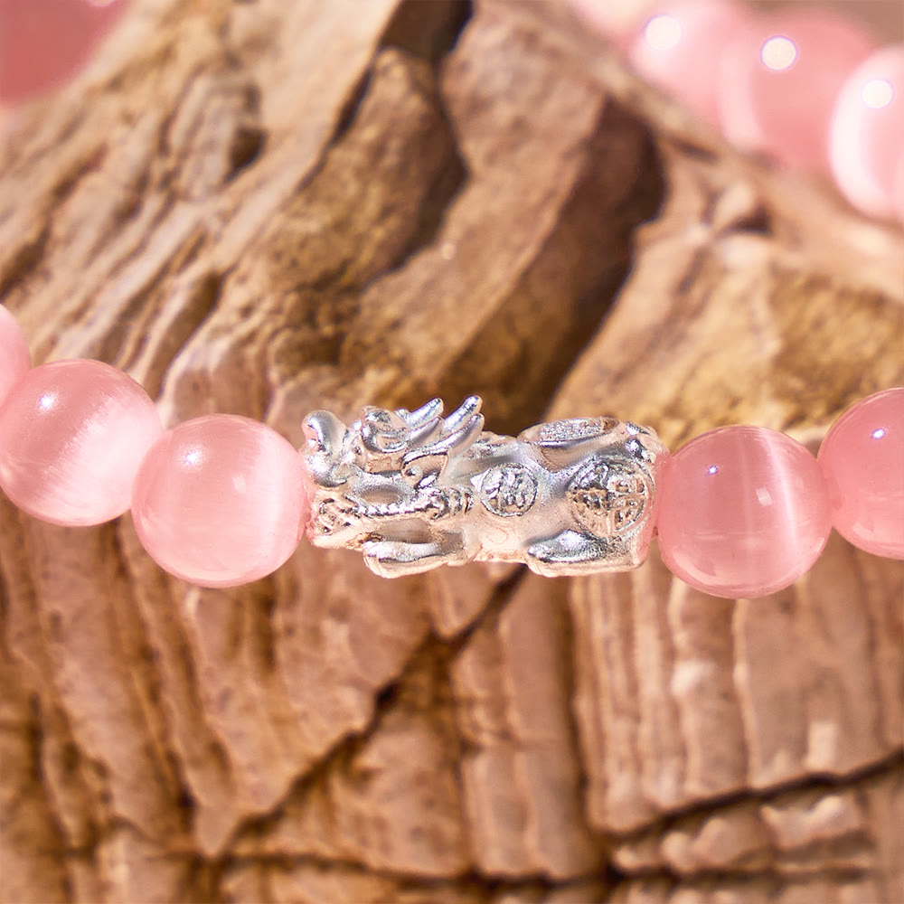 FuAttract Luck, Protection & Elegant Energy - Cat's Eye Silver Pixiu Bracelet - image 14