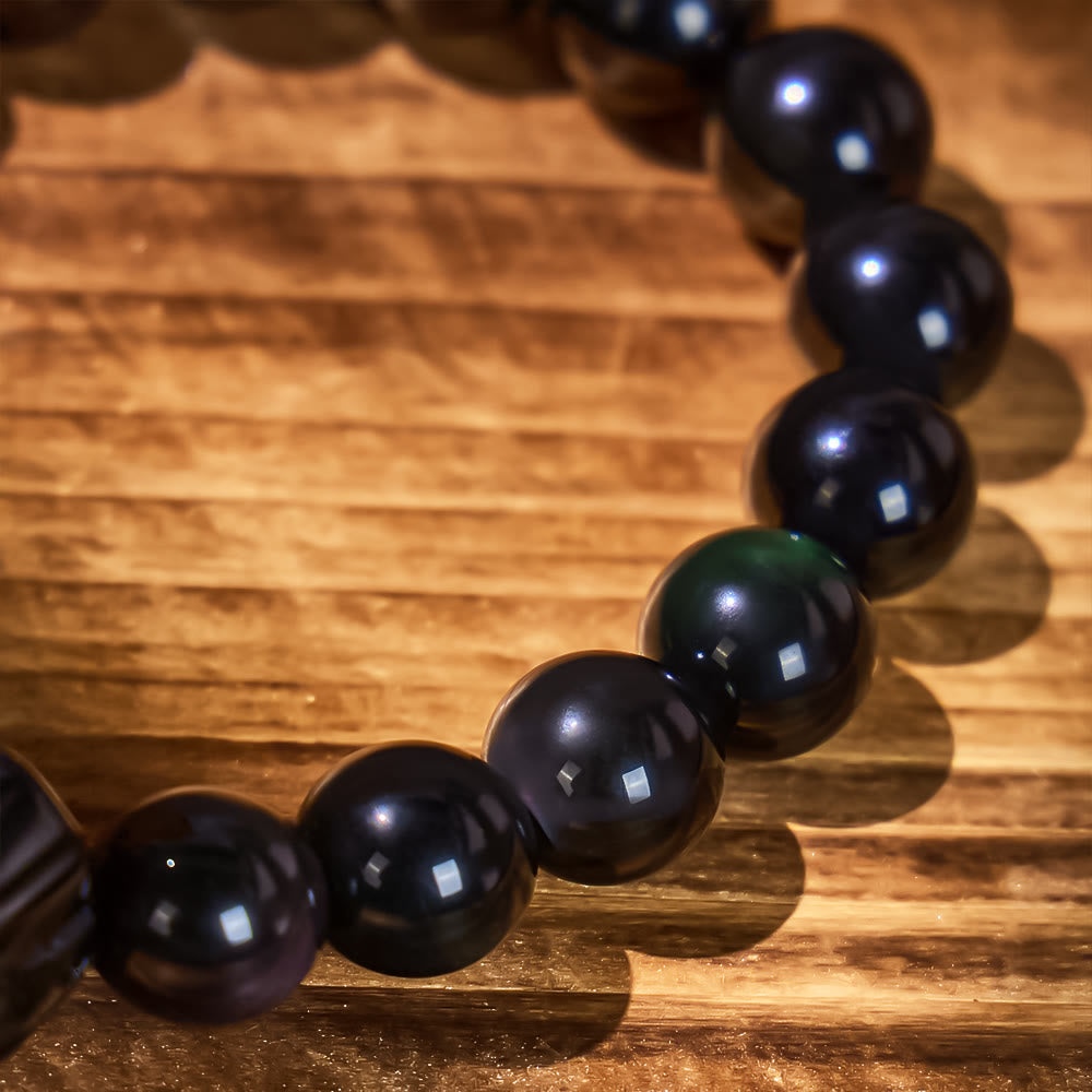 Abundance & Energy Shield Bracelet – Pixiu + Rainbow Eye Obsidian - image 11