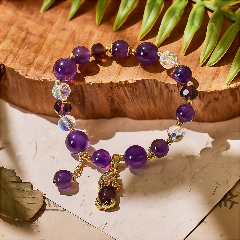 FuAttract Pixiu Talisman Bracelet | Amethyst for Calm, Clarity & Energy Shielding - image 2