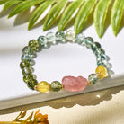 FuAttract Harmonizing Abundance and Love with Green Phantom, Strawberry Quartz & Citrine Pixiu Bracelet - 8mm - image 0