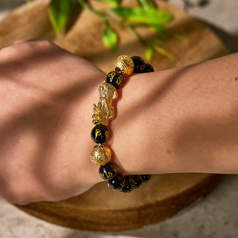 FuAttract Protective Energy & Wealth Attraction Black Onyx Om Mani Padme Hum Pixiu Bracelet - image 5