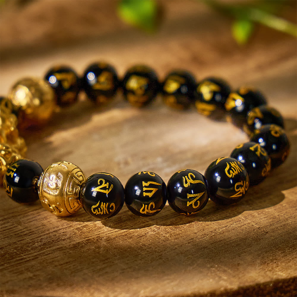 FuAttract Protective Energy & Wealth Attraction Black Onyx Om Mani Padme Hum Pixiu Bracelet - image 4