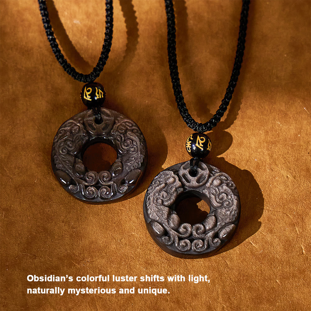 FuAttract Wealth Whirl - Silver Obsidian Double Pixiu Abundance Charm Pendant Necklace - image 5