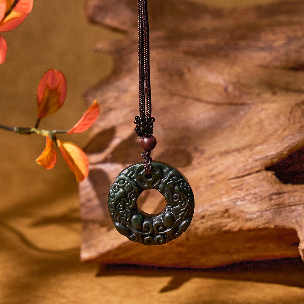 FuAttract Healing Harvest - Natural Serpentine Pixiu Peace Buckle Protection Necklace Pendant - image 1