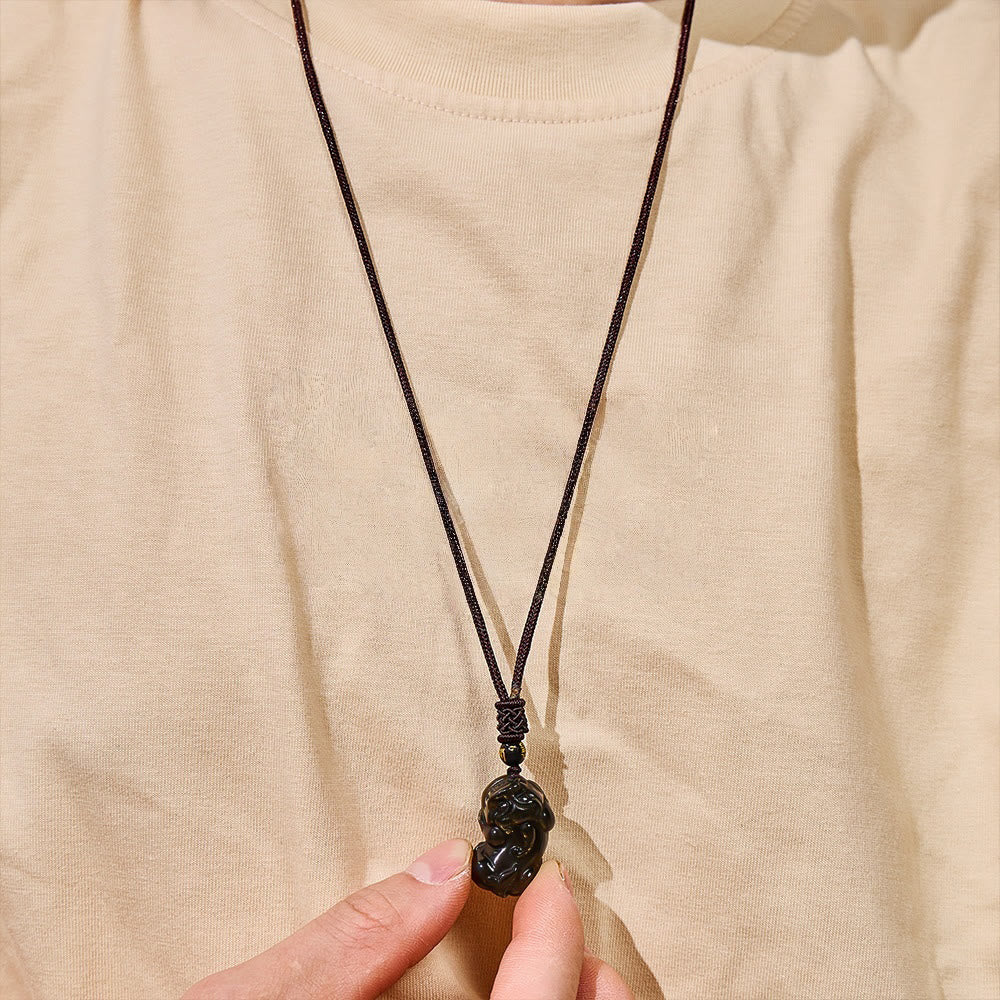 FuAttract Energy Sentinel - Golden Obsidian PiXiu Pendant Necklace - image 4