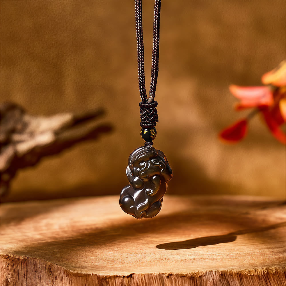 FuAttract Energy Sentinel - Golden Obsidian Pixiu Pendant Necklace - Golden Obsidian - image 0