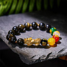 FuAttract Golden Radiance – Golden Obsidian & Rainbow Obsidian Bracelet with Pixiu Charm - Golden Obsidian - image 0