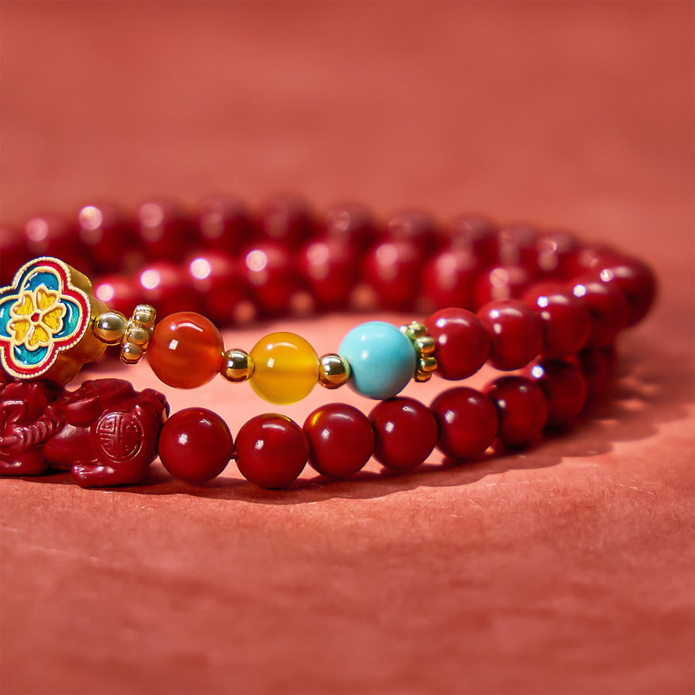 FuAttract Lucky Energy Circuit – Double-Layer Cinnabar Pixiu FU Character Protection Bracelet - image 4