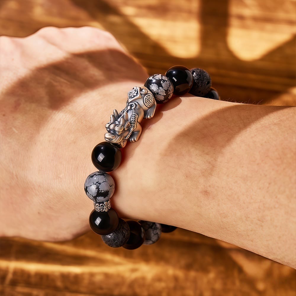 FuAttract Abyss Guardian - Black Obsidian & Sterling Silver Energy Bracelet - image 5
