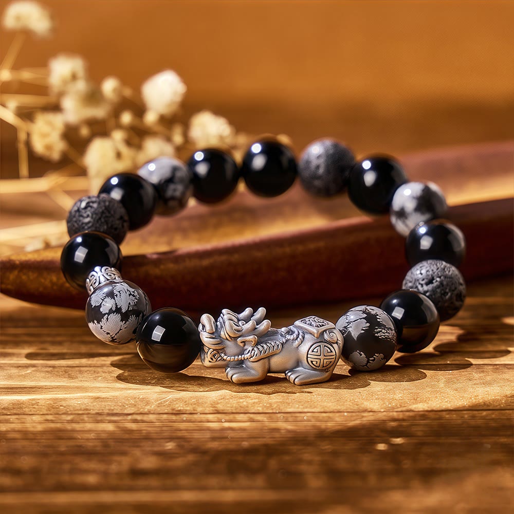 FuAttract Abyss Guardian - Black Obsidian & Sterling Silver Energy Bracelet - image 2